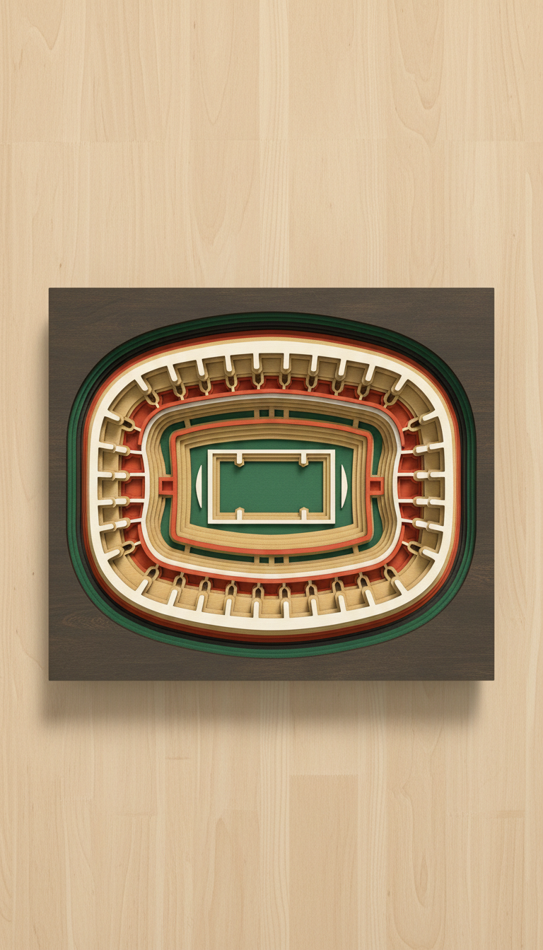 Layered Wood Stadium Wall Art
